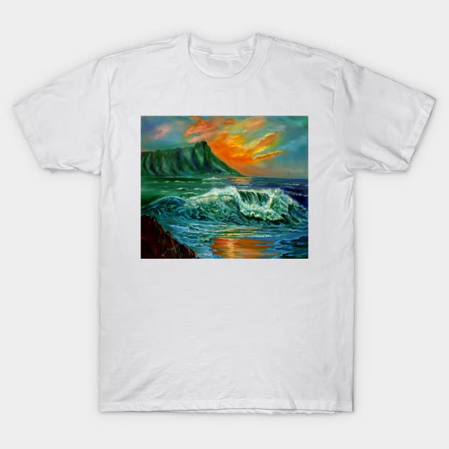 Diamond Head Seascape T-Shirt by jennyleeandjim